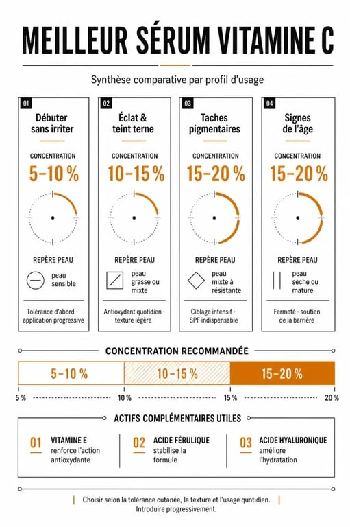 Comparatif du meilleur sérum vitamine c selon la concentration et le type de peau