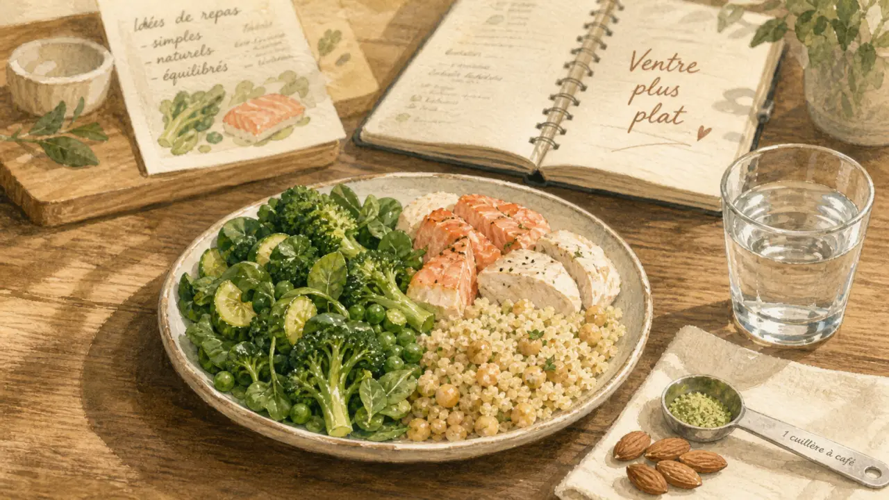 Maigrir du ventre alimentation : assiette fibres et protéines