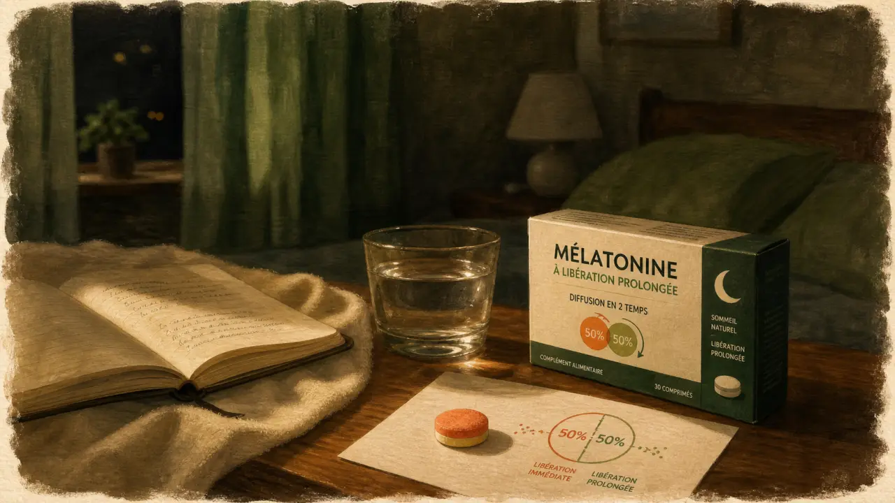 melatonine a liberation prolongee 6 à 8 heures, aide à réduire les réveils nocturnes