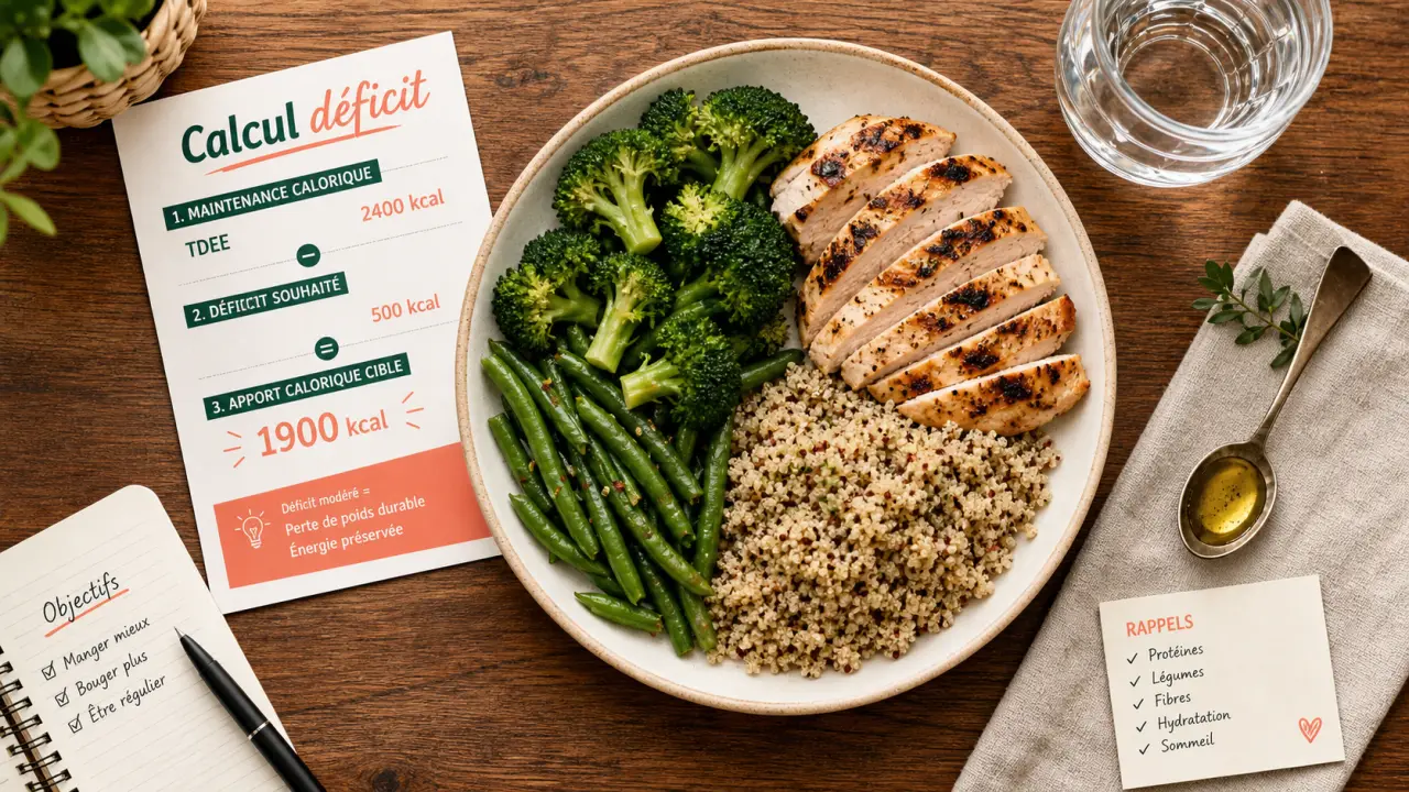 Assiette protéines et fibres pour que faut il manger pour perdre du poids : poulet, brocoli, quinoa.