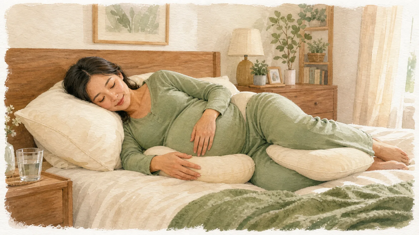 Quel coté dormir enceinte : côté gauche, oreiller entre les genoux, coussin sous le ventre