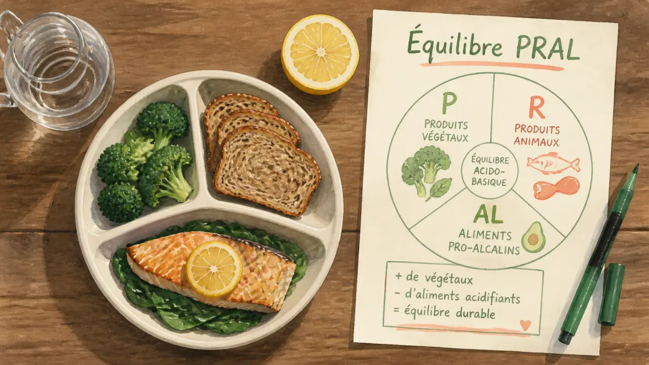 Aliment acide ou basique : assiette et citron, équilibre PRAL