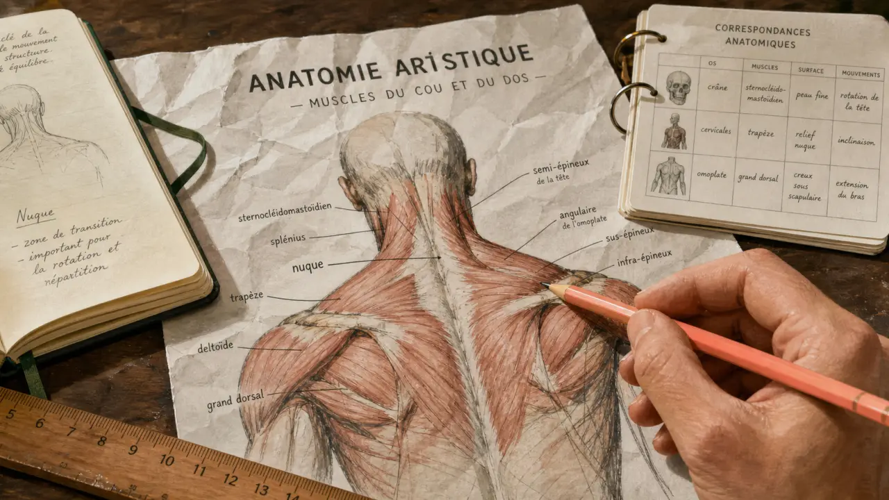 Carte émotionnelle des maux du corps : zones de la nuque sur plan anatomique