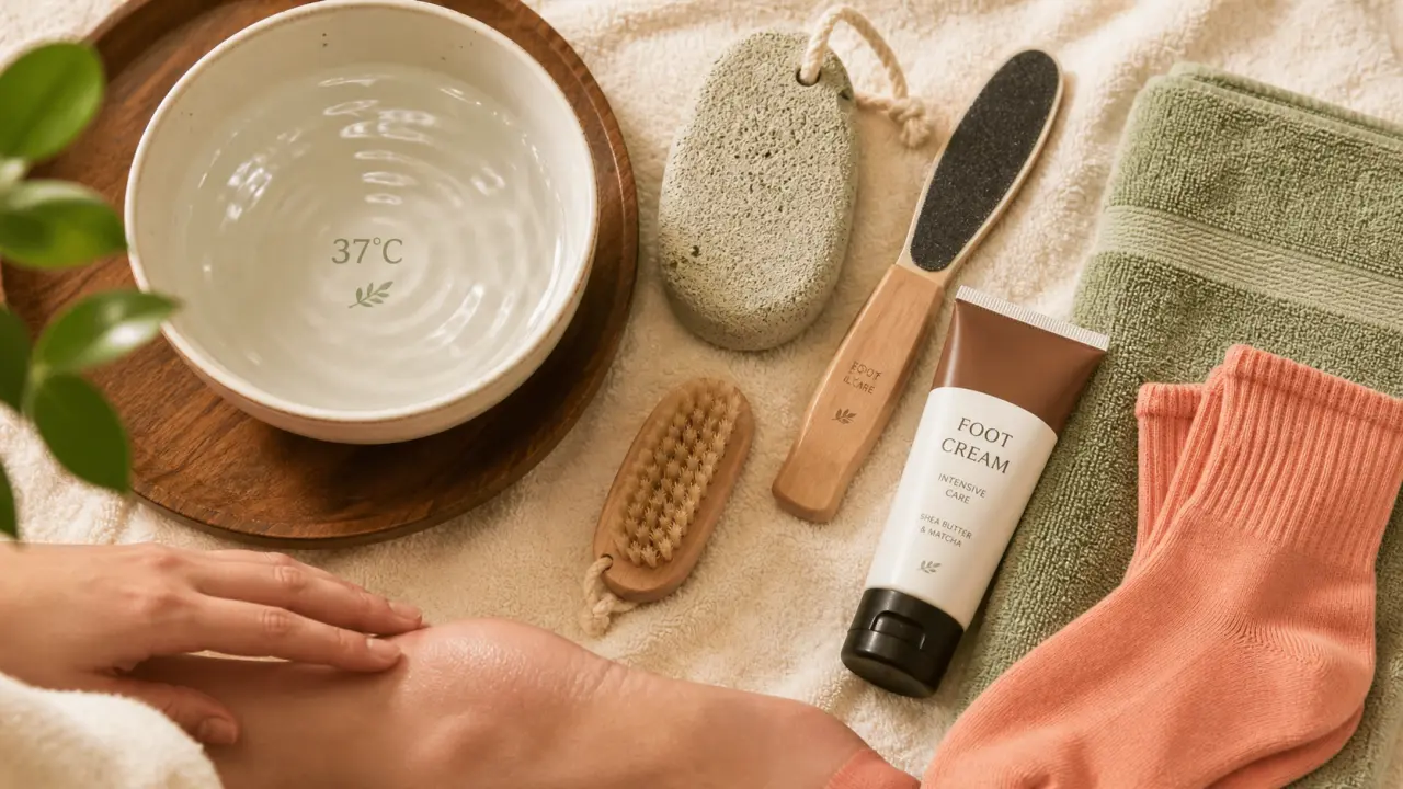 Comment avoir de beaux pieds : gommage doux à 37°C et hydratation