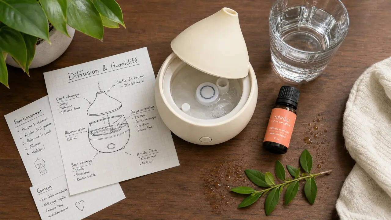 Diffuseur humidificateur huile essentielle à ultrasons pour humidifier et diffuser