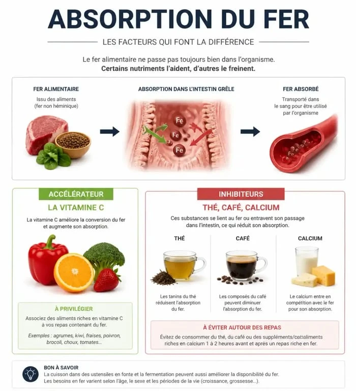 Optimiser l'absorption du fer : aliments à associer et à éviter