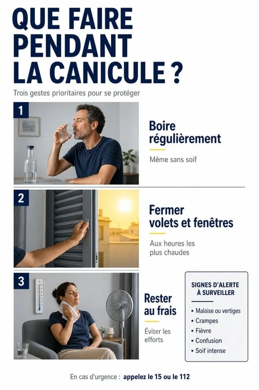 Que faire pendant la canicule : gestes prioritaires pour se protéger, rester au frais et repérer les signes d’alerte