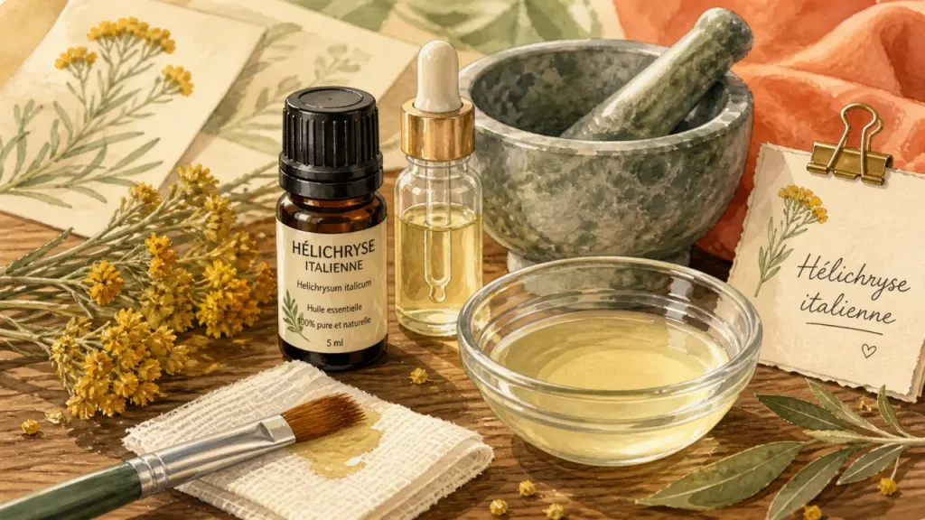 Huile essentielle d’hélichryse italienne : bleus, cicatrices et dilution à 30 %