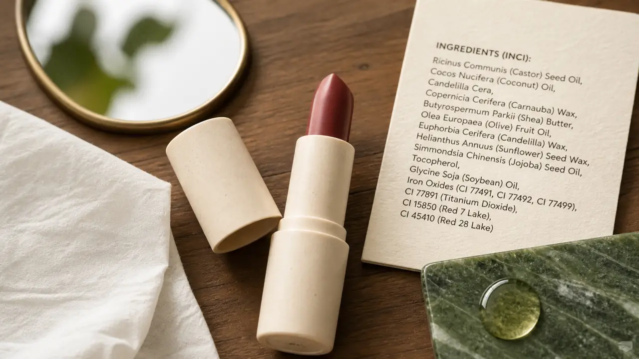 Rouge à lèvres bio que choisir : étui beige, étiquette INCI et huile végétale