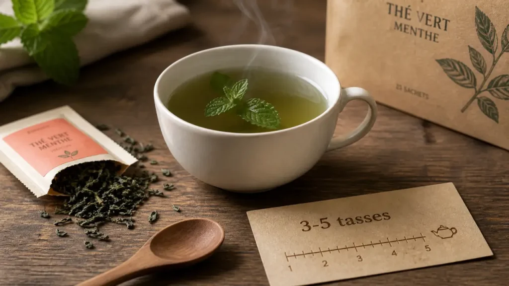 Thé vert à la menthe : effets secondaires digestifs, carence en fer et profils à risque