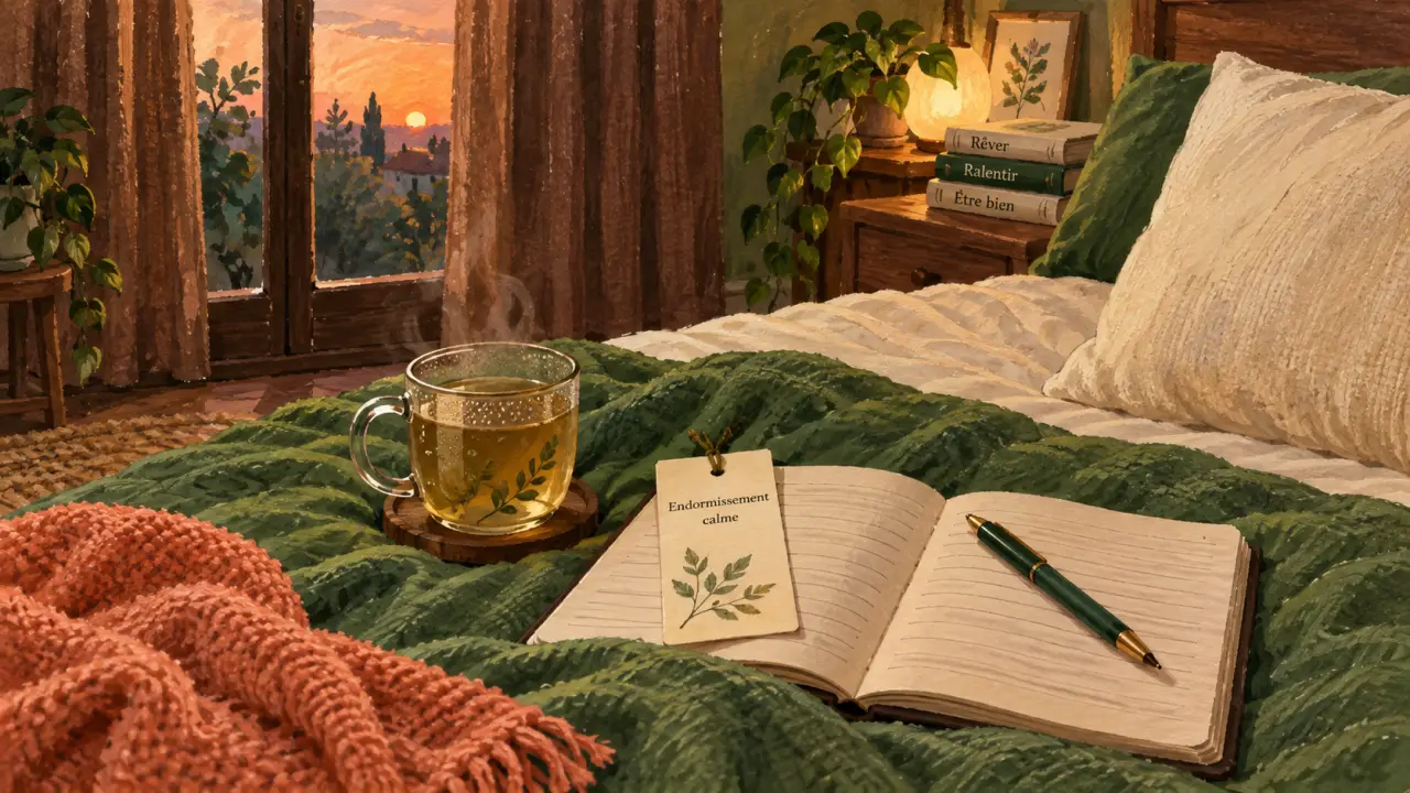 Routine calme pour comment s endormir vite quand on est pas fatigue : tisane, carnet, oreiller