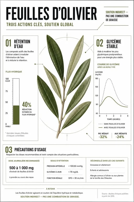 Feuilles d olivier et perte de poids : schéma des effets sur la rétention d’eau, la glycémie et les précautions d’usage