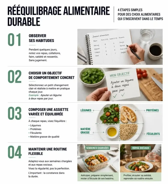 Comment faire un rééquilibrage alimentaire en quatre étapes simples et durables