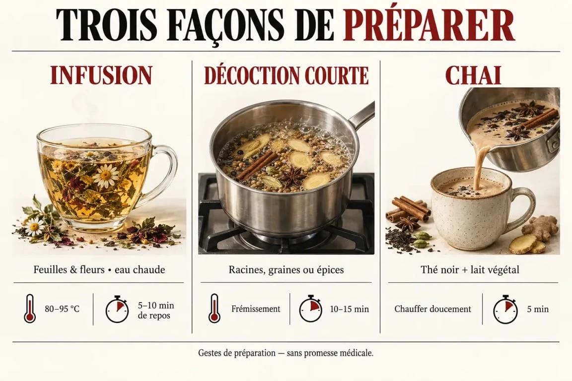 Infusion ayurveda : étapes pour distinguer infusion, décoction et chai