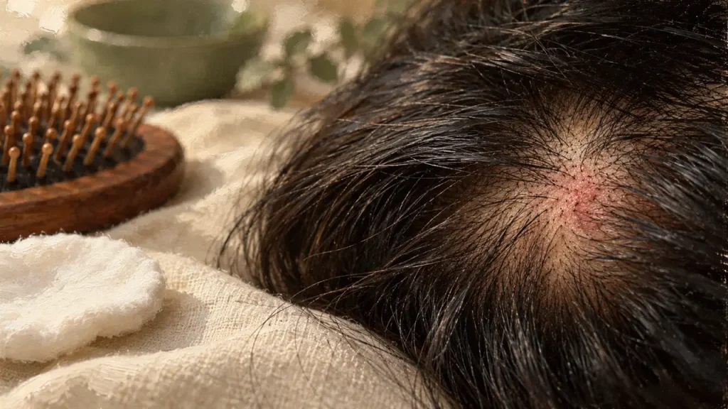 Bouton sur le cuir chevelu : les signes qui distinguent irritation, folliculite et kyste
