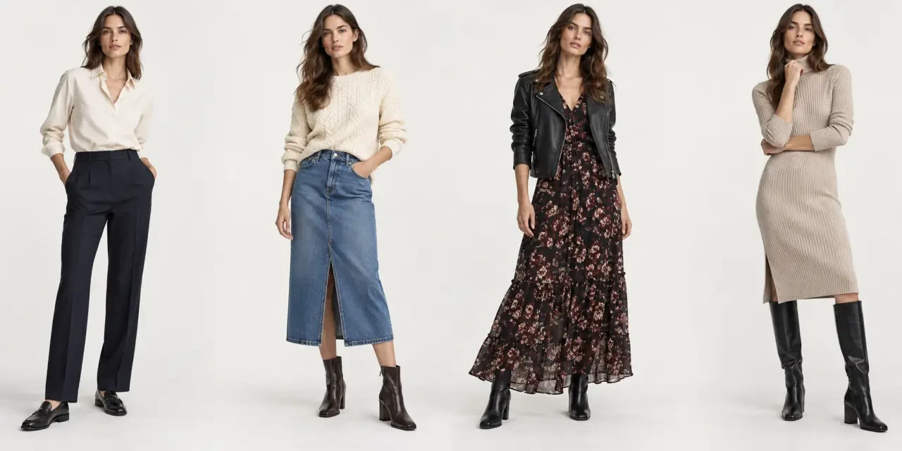 Quatre looks de mode femme automne 2025 pour le bureau, le week-end, le dîner et les journées fraîches