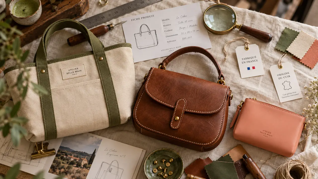 Marque francaise sac a main : sacs en cuir et toile, atelier de maroquinerie, fabriqué en France