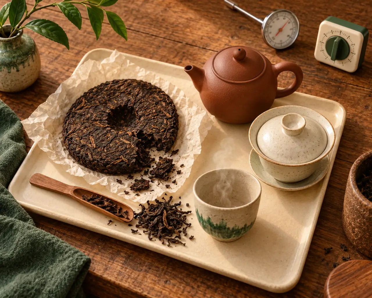 Thé pu erh bienfaits : infusion et précautions, tasse fumante
